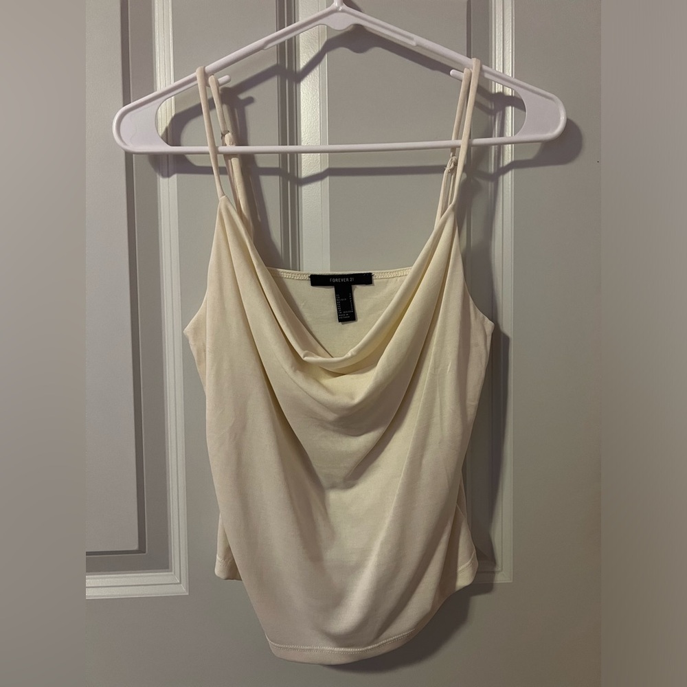 Forever 21 Cream Cowl Neck Tank Top in Size Small